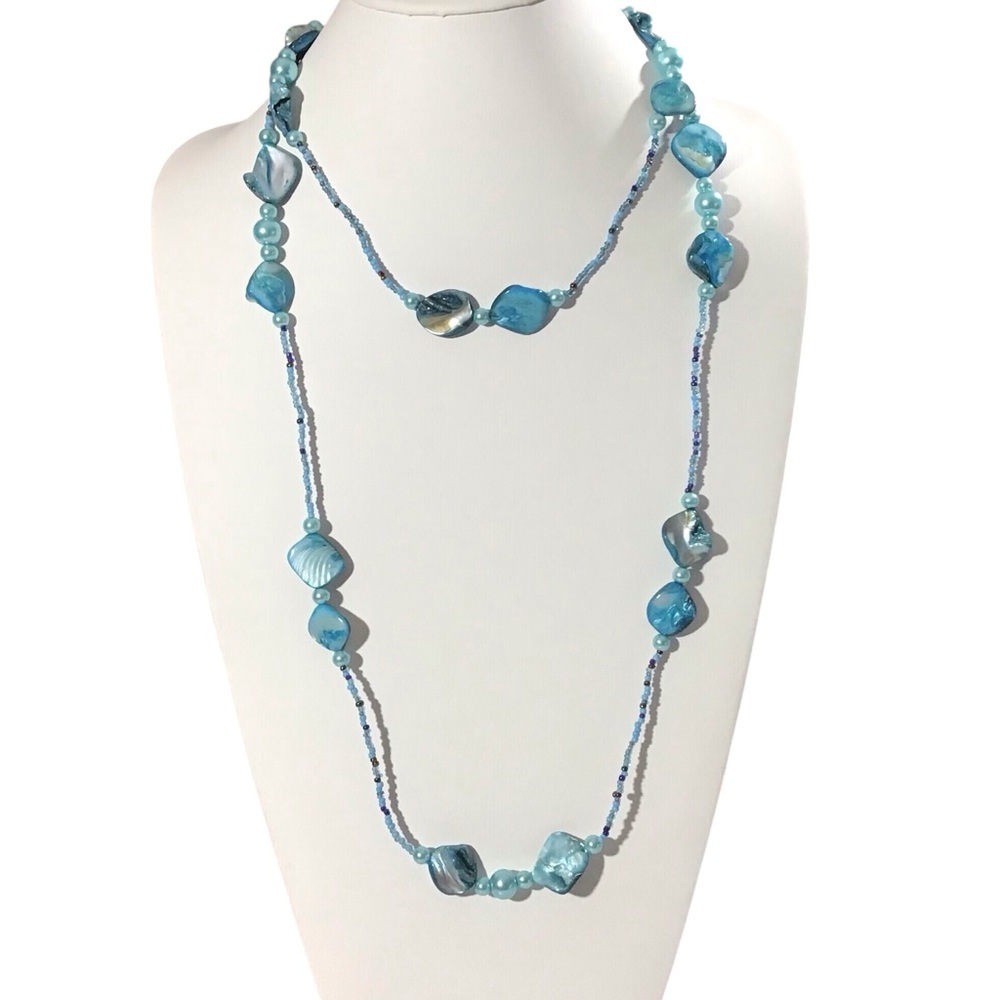 Coastal Beaded Necklace Blue Green Sea Fashion Jewelry